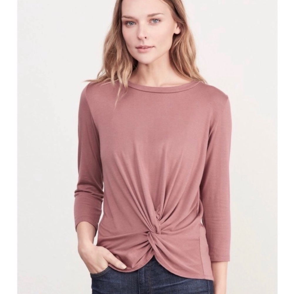 Amour Vert Blush Modal Top with Gathered Knot, EUC